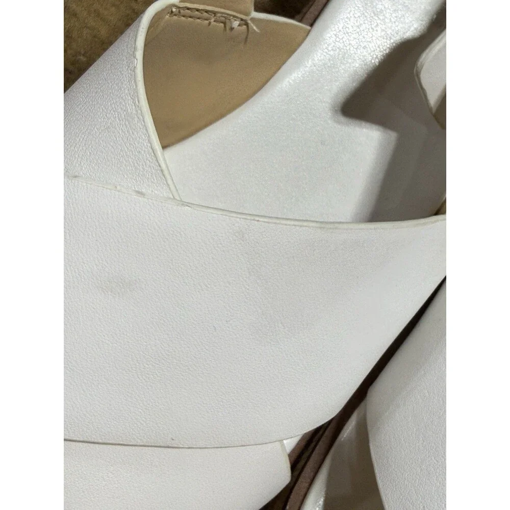 🔥🔥🔥MK White Leather Slingback Sandals Size 37.5 US 7.5